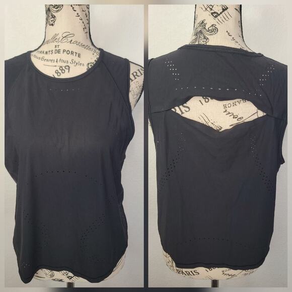 Lululemon Muscle Tank Top Womens SZ 6/8 Perforated Slash Open Back Black - Picture 1 of 7
